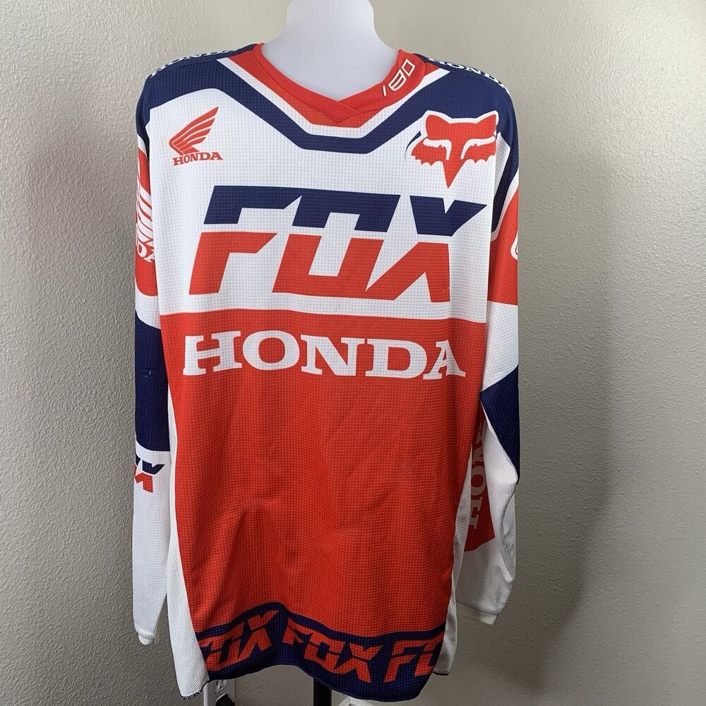 Fox Honda 180 Racing Motocross Jersey Top Sz L White Red *flaws